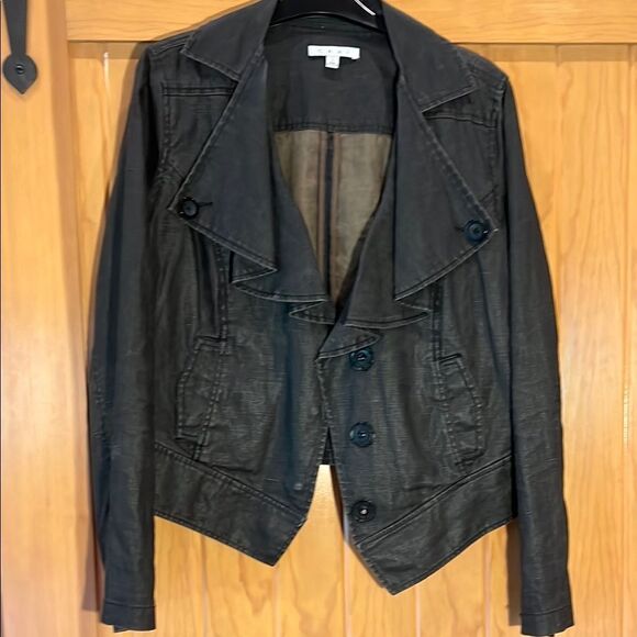 CAbi Stylish Charcoal Linen Jacket Like New! Women's Size Large - Picture 1 of 4